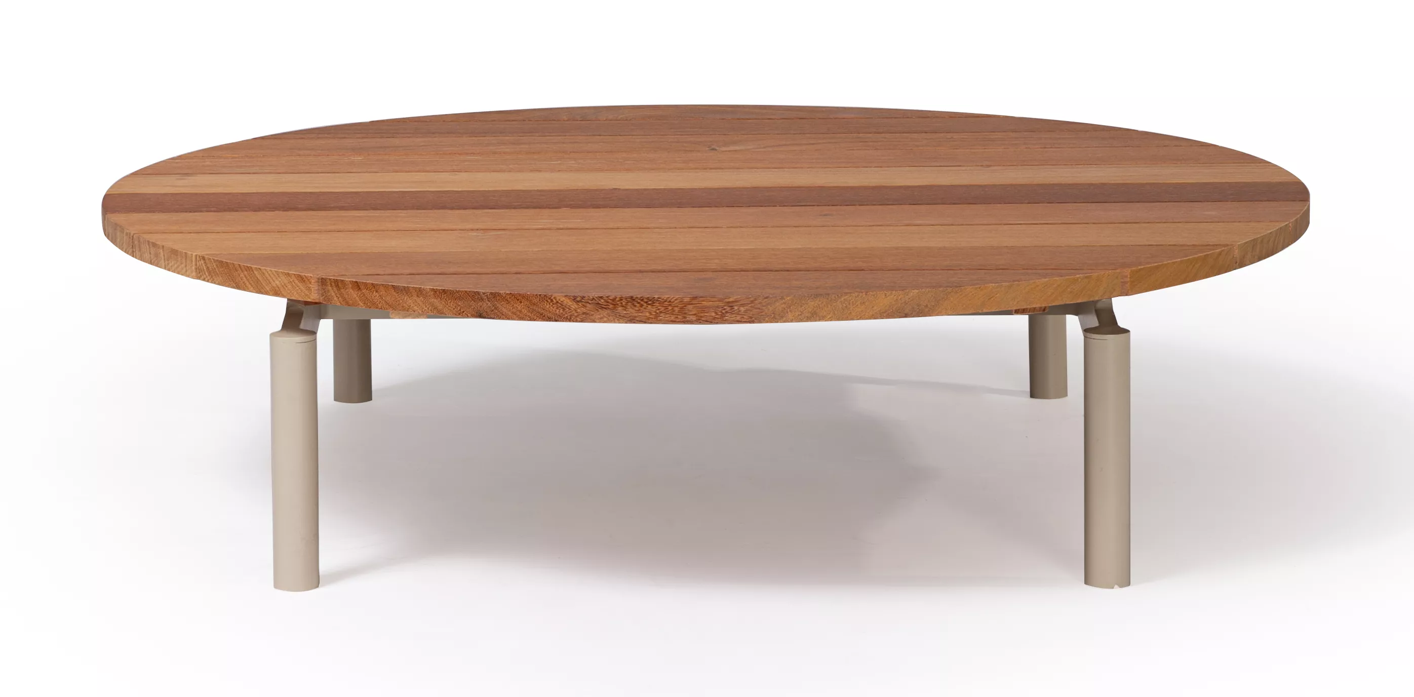 Mesa de Centro Pilotis Redonda Tampo em Madeira - Baixa