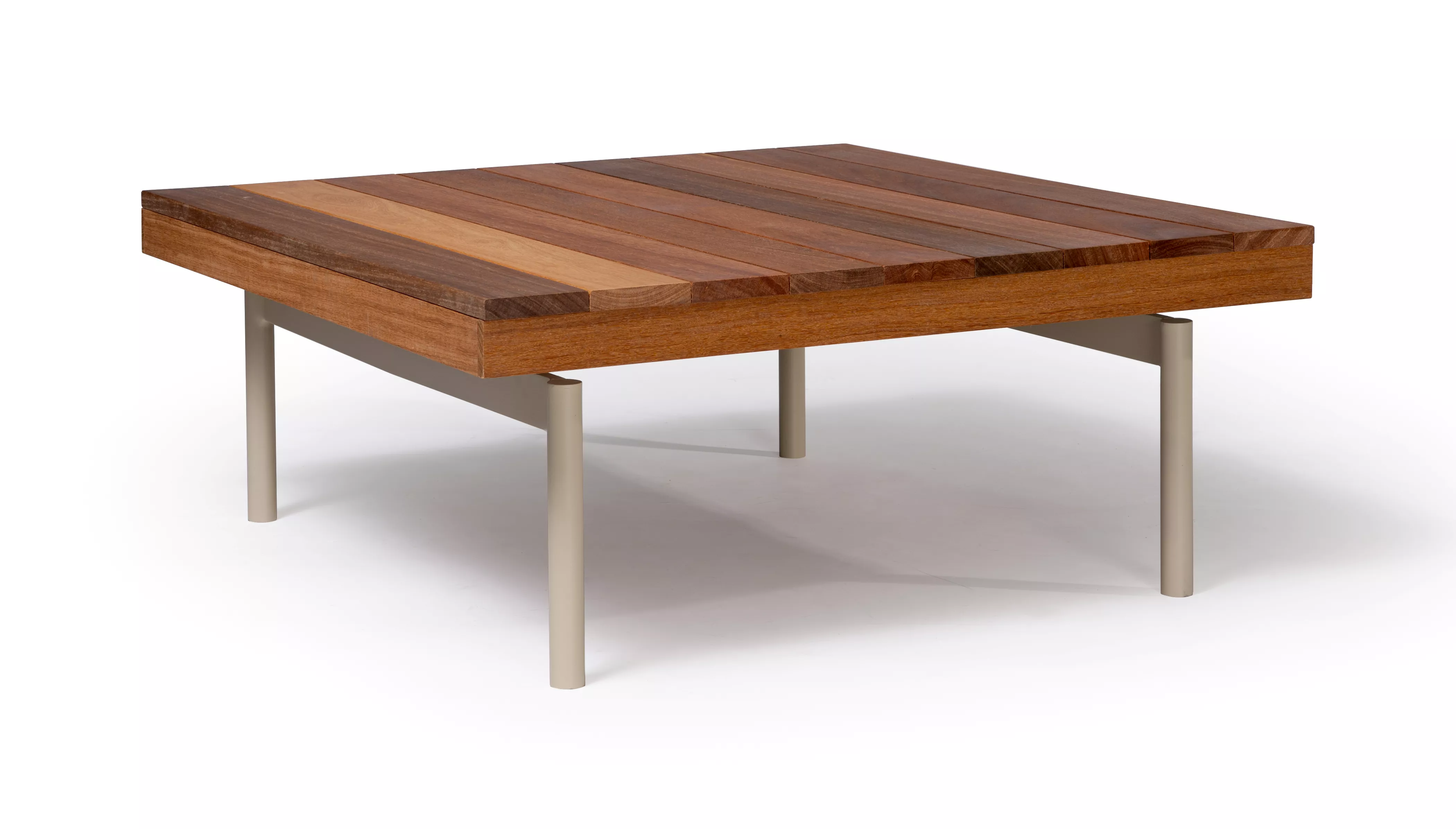 Mesa de Centro Pilotis Quadrada Tampo em Madeira - Alta